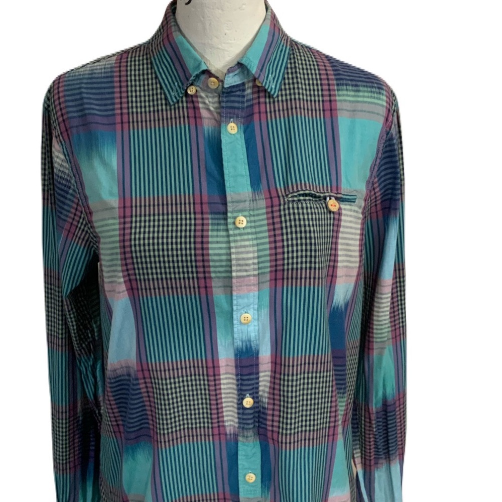 Scotch & Soda Blue and Purple Plaid Button Down Shirt